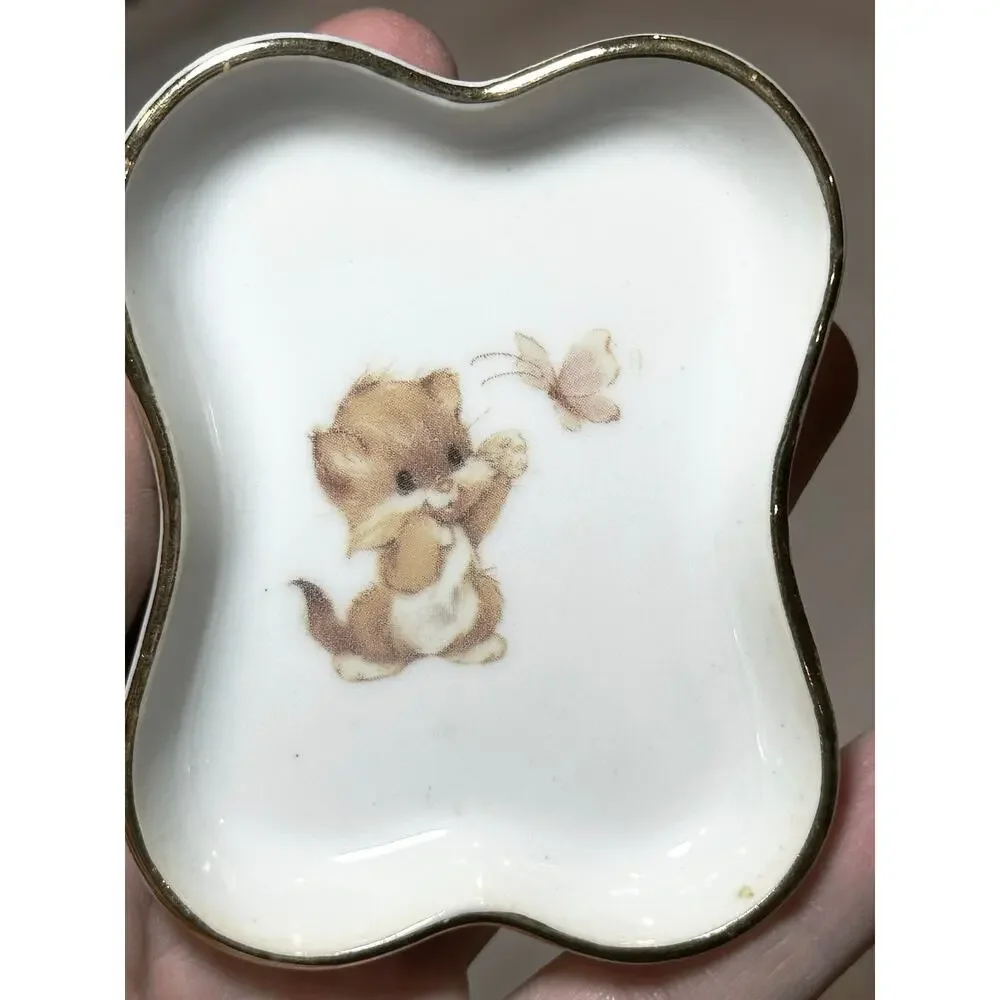 Designers collection: cuddly kittens trinket dish candle plate jewelry plate
